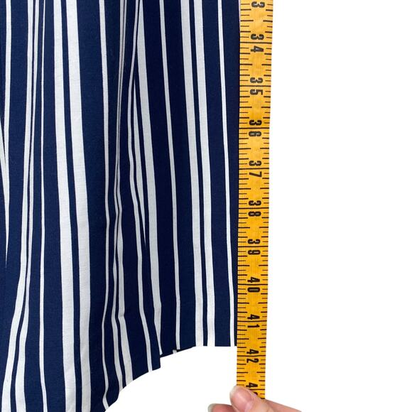 Talbots Vtg Navy Blue White Striped Pleat High Waist Pants Trousers SZ 8 - Picture 9 of 11